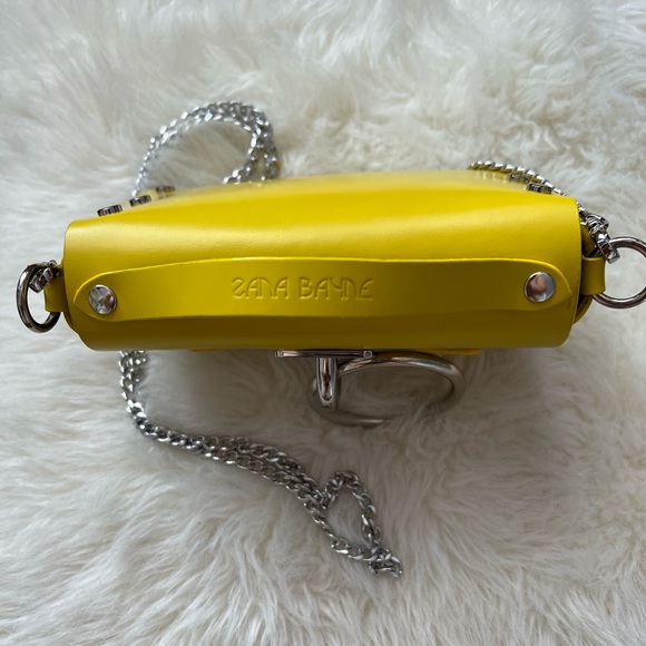 Zana Bayne Mini Choker Bag in yellow leather with silver hardware detail. - Picture 3 of 3